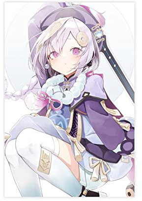 MOLVUS Qiqi Poster Genshin Impact A, Leinwand-Poster, Wandkunst, Dekor, Druck, Bild, Gemälde für Wohnzimmer, Schlafzimmer, Dekoration, ohne Rahmen, 60 x 90 cm (24 x 36 Zoll)