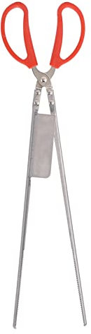 HERCHR Pinze a Forbice Lunghe, Pinze a Forbice Addensate con Punta a Fessura in Acciaio Inossidabile da 51 Cm con Manici in Plastica Antiscivolo per Barbecue di Pesce Granchio(Testa Dritta)