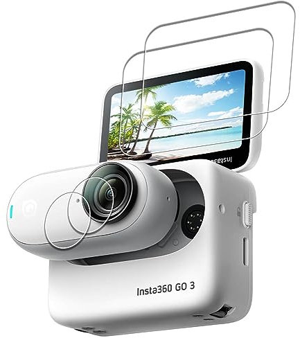 iDaPro [2Pcs Screen Protector for Insta360 GO3/Insta 360 GO 3+[2Pcs] Lens Protector for Insta 360 GO3,Tempered Glass,9H Hardness,Anti-Scratch,Anti-Bubble,Easy Installation