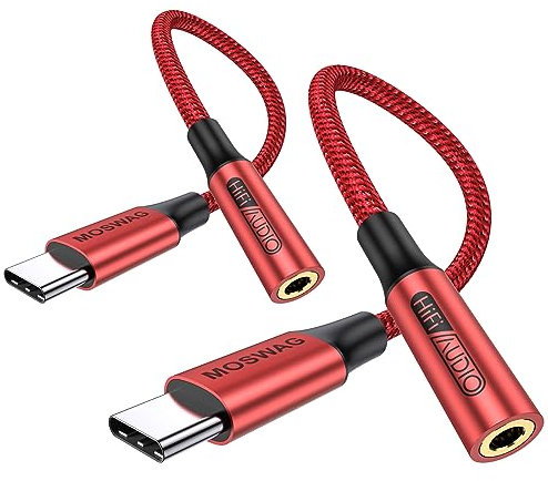 MOSWAG USB Typ C auf 3.5mm Kopfhörer Jack Adapter, Audio USB C auf Aux Dongle Kabel für iPhone 16 Pro Max/16 Pro/16 Plus/16/15 Pro/15, Samsung Galaxy S24 S23 S22 S21 S20, Huawei, Pixel, ipad und mehr