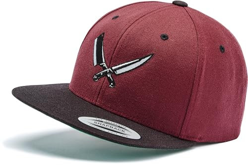 Flexfit Snapback Cap : Butcher-Messer - Outdoor Basecap Herren & Damen Baseball Cap Kappe Mütze Grillen Kochmütze (Maroon/Black)
