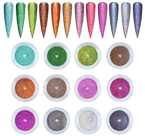Pure vie Glitzer für Nägel, 8Farben Glitzerpulver Nail Art Gelnägel Deko Zubehör, Chrome Nail Powder Neonail Glassy Pearl Effect Glitzer Gesicht Pigmente Glitter für Körper Haare Face Body Festival