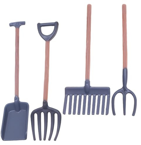 ABOOFAN 4 Pièces Mini Maison Décorative Outils Agricoles Miniature Réalistes Pelle Jardin Accessoires pour Maison De Poupée Scène Paysagère
