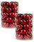 Kunststoff Weihnachtskugel rot 2 Sets - 68 Stück Ø 6cm Deko Kugel Christbaumschmuck Mix Glitzer Matt Gemustert Glänzend