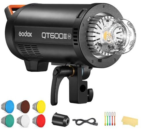 Godox QT600IIIM Professionale Studio Strobe 600W Hochgeschwindigkeits Studio Flash Kit 5600 ± 200 K 2.4G Wireless X System 0.01-0.9s mit Bowens-Halterung für Studiofotografie, Werbefotografie