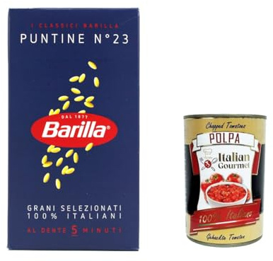 Italian Gourmet Pasta Puntine Nr. 23 10 x 500g feine kleine Suppennudeln | Aus Hartweizengrieß, formato minuto per minestre e brodo, cottura rapida, Gesamtnettogewicht 5 kg + Kostenlos Polpa 400g