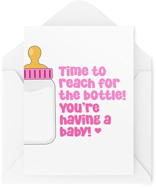 Funny New Baby Cards - Time to Reach For the Bottle - You're Having A Baby - Pregnant Cards - Congratulations Cards - CBH1997
