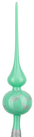 Navidacio Weihnachtsbaumspitze | Groß 35cm in Hochglanz Modern Mint Silberne Ornamente Baumspitze Spitze Tannenbaumspitze Christbaumspitze Weihnachtsbaum Christbaum Tannenbaum Christmas Tree Top