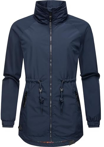 Ragwear leichte Damen Übergangsjacke kurz Outdoorjacke wasserdicht und atmungsaktiv mit Taillenzugband und Stehkragen Tacy YOUMODO Navy Gr. M