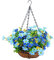 AIDIRui Blumenampel aus Kunstblumen für Terrasse, Rasen, Garten, Dekoration, für die Dekoration von Außen- und Innenbereich, Blau