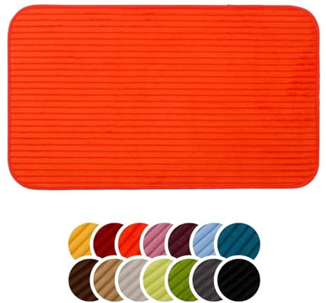 liebling Badteppich mit Anti-Rutsch-Beschichtung aus PVC Noppen, Cord-Optik, 100% Polyester, Serie Potsdam, 70 x 120 cm, 30 Grad waschbar, Fußbodenheizung geeignet, Farbe: orange