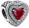 Wedanor Charme Rotes Zirkon Herz Charms-Anhänger 925 Sterling Silber Charm Bead Pendant für Europäische Armbänder und Halsketten