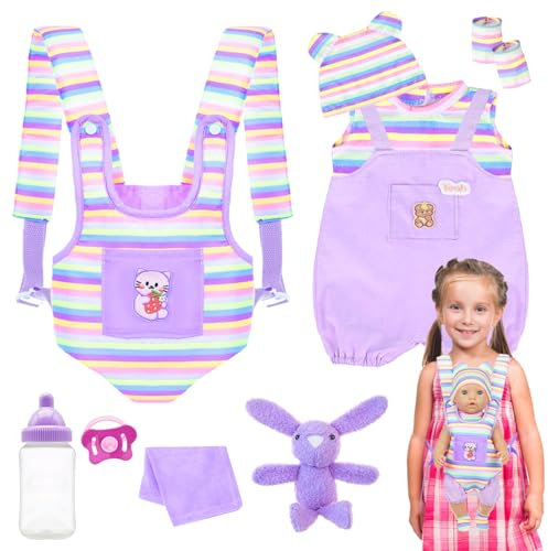 ZITA ELEMENT Baby Doll Carrier for 16-18 Inch Doll, Reborn Baby Doll Carrier with Doll Accessories for Doll Toys, Doll Carrier for Girls and Boys