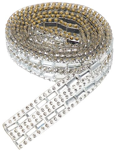 KONTONTY 1rotolo Nastro Decorativo Strass Autoadesivo Per Abbigliamento e Artigianato Rasoio Per Decorazioni Di Matrimonio Feste e Progetti Creativi Effetto Brillante e Accattivante