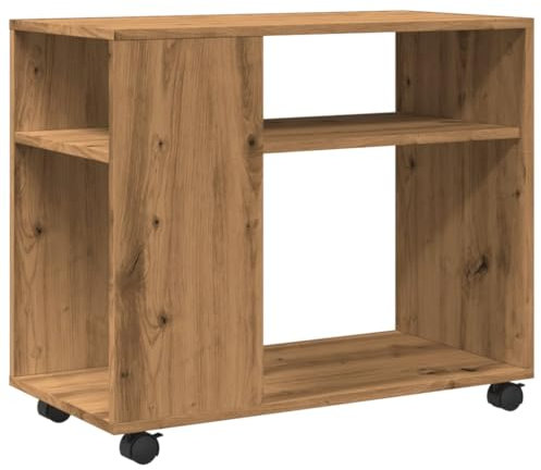 vidaXL Beistelltisch, Couchtisch mit Rollen Stauraum, Sofatisch Kaffeetisch für Wohnzimmer, Wohnzimmertisch Tisch, Artisan-Eiche Holzwerkstoff