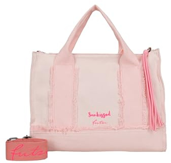 Fritzi Tote Bag Limited Washed Denim Damen Shopper Handtasche Canvas Reißverschluss Innentasche Abnehmbarer Verstellbarer Schultergurt Freizeit Arbeit Reise 29,5 x 40 x 14 cm – Rosa, Lila, Blau