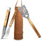 Personalisiertes Grillbesteck Set mit Gravur aus Akazienholz Edelstahl mit Tasche, Grillzange Personalisiert, Grillbesteck Personalisiert, Grillzange mit Gravur, Grillset (Set mit Rolle und Gravur)