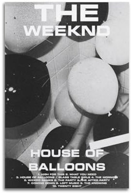 FAMEOYA House of Balloons The WeekndPop Songs, Album, Rapper, klassisches Album, Leinwanddruck, Unterschrift, Dekoration, Schlafzimmer, Zuhause, Büro, Teenager, Dekoration, 30 x 45 cm, ungerahmt, 39