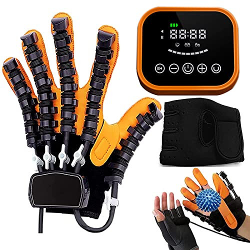 DMMFTERL Rehabilitationsroboterhandschuhe, Trainingsgerät für Patienten mit Handfunktionsstörungen, Finger-/Handtrainer, Fingerorthese zur Linderung von Krämpfen,Left-M-Code