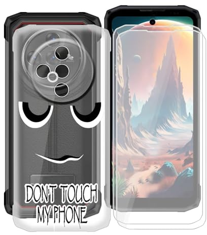 KJYFOANI Custodia per Doogee Fire 6 Cover, Trasparente Antiurto Morbida Silicone Protezione Case + 2 Pezzi Vetro Temperato Pellicola Protettiva per Doogee Fire 6 (6.56) - DU06