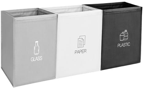 DMJJSD® Reusable Recycling Bins 3Packs Recycling Bags with Handle Waterproof Recycling Bin Bags Recycle Bin Bags Set Recycling Box for Kitchen Home Office