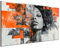DARO Design® Leinwand Bilder Groß 84x56 cm XXL Wanddeko Wohnzimmer Aesthetic Room Decor Deko Zimmer Wandbilder Modern Bild auf Leinwand Frau Orange Grau