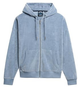 Superdry Damen Velours-Kapuzenjacke Gezeiten Blau 40