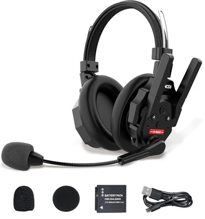 SYNCO XTALK XMax1 Wireless Intercom Headset, Dual-Ear Headset 500m Range 24h Battery for Event TV Film Production Team Communication 1PC