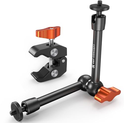 K&F Concept 9.8 Magic Arm with Super Clamp, Camera Clamp with 1/4 3/8 Thread Screw, Articulating Friction Arm with Cold Shoe Mount for Monitor LED Light Action Camera Tripod Osmo Pocket 3