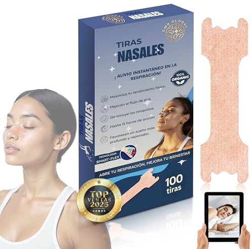 100 PCS - Tiras Nasales Antironquidos para Dormir. Anti Ronquidos Nariz, Antirronquidos Para una Mejor Respiración al Dormir. Alivia la Congestión Nasal, Breathe Right. Nasal strips - 66 x 19 mm