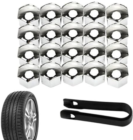 Generisch 20Pieces Wheel Nut Cap 17/19/21mm, Wheel Bolt Nut Caps Covers with Removal Tool,Dust and Rust Proof, Car Modification,Easy Disassembly, Plating,Sturdy, for Most Car