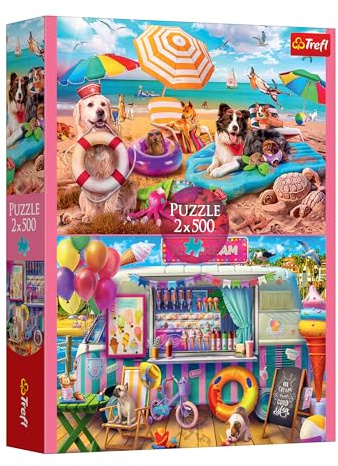 Trefl – 2-in-1-Puzzle: Urlaubszeit – 2 x 500 Teile – Set mit Zwei Puzzles, zum Selbermachen, kreative Unterhaltung, für Erwachsene und Kinder ab 10 Jahre