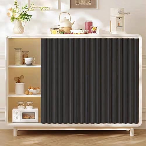 woxefo Mit Gleitschiene Staubdichter Vorhang für Regale Verdickter Leinenstoff Wasserdicht, schimmelresistent, sonnenbeständig Küche und Offenes Regal(Schwarz,120cm*80cm)