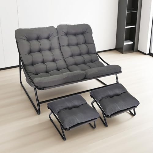TerraVibe 2 Sitzer Sofa, 2-sitzer Sitzbank, Relax Sesel mit Fußstütze, Loungesofa 2er Couch, Relaxstuhl, Polstersofa für Wohnzimmer Schlafzimmer Büro, 115.5x82x80cm (B)