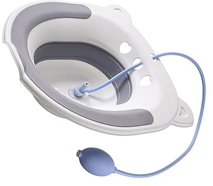 EXHUMKY Sitzbad Zur Postpartalen Pflege Aus Verdicktem Material Grau Mit Überlauflöchern Rutschfest Breit Und Tief Toilettensitzbad Für Frauen Und Gesundheitsbewusste Nutzer