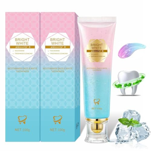 2er-Pack Niacinamid Whitening Zahnpasta-Aufhellende Zahnpasta Für Weiße Zähne-Zahncreme Für Intensive Aufhellung Und Frischer Atem Entfernt Verfärbungen, Schont Den Zahnschmelz, Gesundes Zahnfleisch