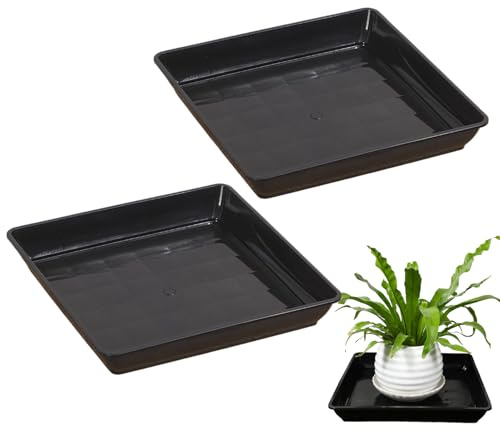 Generisch 2 Quadratisch Kunststoff Pflanztopf Untersetzer Tiefe Design 35x35x5,5cm Extra Robuster Quadratische Blumentopf Untersetzer Zum Keimen Aussäen Und Zur Täglichen Pflege Von Pflanzen