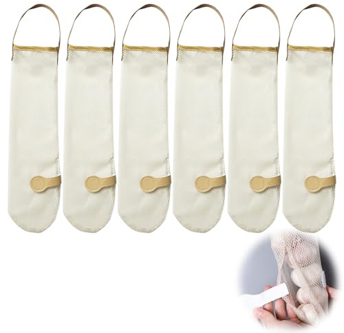 6 Pcs Mesh Produce Bags,Long Hanging Net Bag,Reusable Washable Grocery Net Bags for Kitchen Refrigerator Potato Onion Garlic Vegetable Fruit Storage