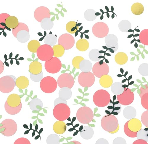 200 Stück Baby Dusche Konfetti,Grüne Konfetti Streudeko,Grün Scatter Tischdeko Streu,Enthält mit Rosa Kreis,Grüne BlätterKonfetti,für Geburtstag,Party,Hochzeit,Babyparty,Geburtstag Decoration