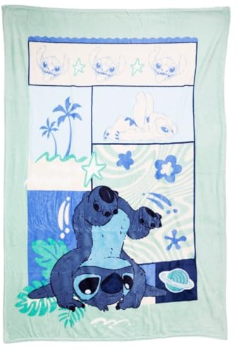Aymax Disney Lilo & Stitch Flanell Kuscheldecke – Weiche Wohndecke 110×150 cm – Flauschige Decke für Kinder & Fans – Perfekt für Sofa, Bett & Reisen