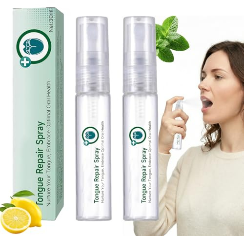 2 Pcs Zungenspray Zungenreparaturspray Spray für Trockenen Mund Spray zur Sofortigen Atemerfrischung Mundspray Geeignet bei Symptomen Wie Weißem Zungenbelag Mundtrockenheit Mundgeruch 30ml/Pcs