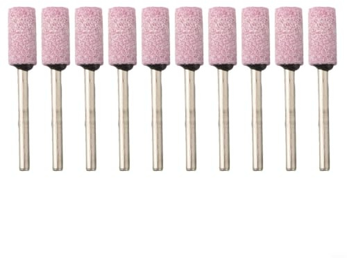 10er Set Schleifsteine 3x8mm für Bohrer - Blauer Korund Zylinderkopf zum Polieren von Metall Holz und Jade - Schaft 3mm
