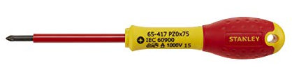 STANLEY 1-65-417 Cacciavite con Lama Isolata, 75 mm x 0, Pozidriv