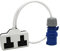 1m IP44 16a Plug to 2 x 13A Socket Fly Lead Converter. Heavy Duty Double Mains Socket Outlet for use with generator, Workshop. Industrial style blue outdoor type plug to standard double UK AC outlet