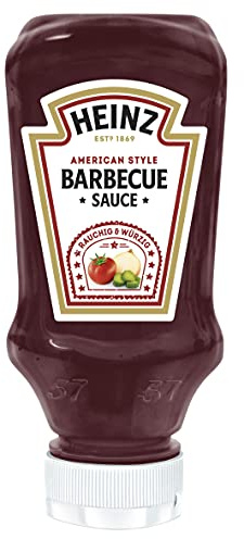 Heinz American Style Barbecue Sauce – Rauchig-würzige Grillsauce in der Kopfsteherflasche – 4 x 220 ml