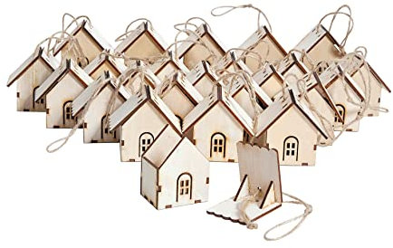 VBS Adventskalender Anhänger Häuschen 24 Stk. aus Holz basteln Weihnachten Dekohäuser Geschenkverpackung