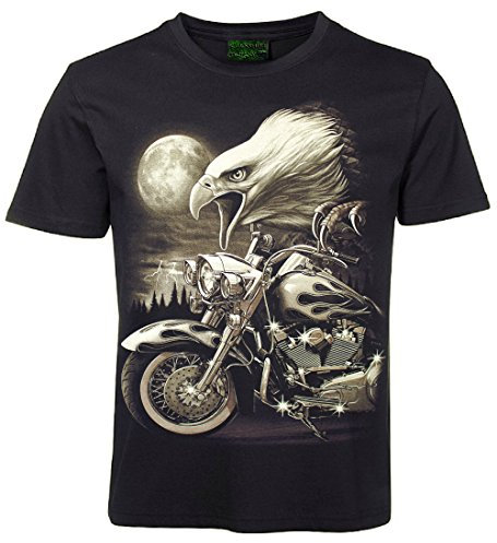 Herren Damen T-Shirt Motorrad Adler Thunder Biker Shirt Schwarz Größe XXXL