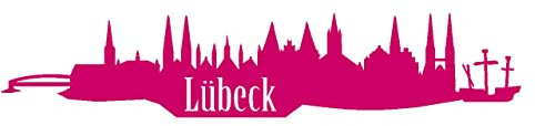 Skyline4u Aufkleber Lübeck Skyline mit Sehenswürdigkeiten 15 x 3cm pink