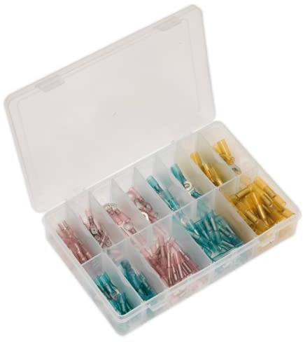 Sealey AB037HT Adhesive Lined Heat Shrink Terminal Assortment 142pc Blue, Red & Yellow
