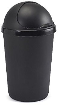Home In Style Plastic Bins Bullet Bin Recycling Waste Bin Rubbish Cardboard Plastic Disposal Dustbin Flip Top Flap Lid (50L, Black)